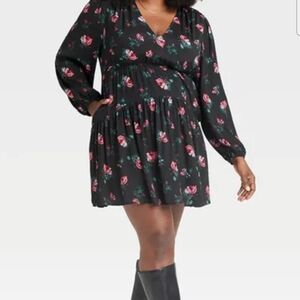 a new day Black Floral Mini Dress